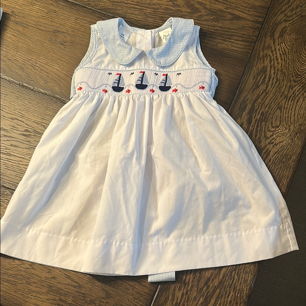 Nautical-Themed White and Blue Kids Dress